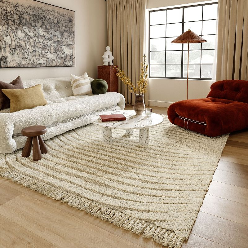 Arvin Olano x Rugs USA Arvin Olano x Rugs USA Riley Textured Shag Ivory Area Rug