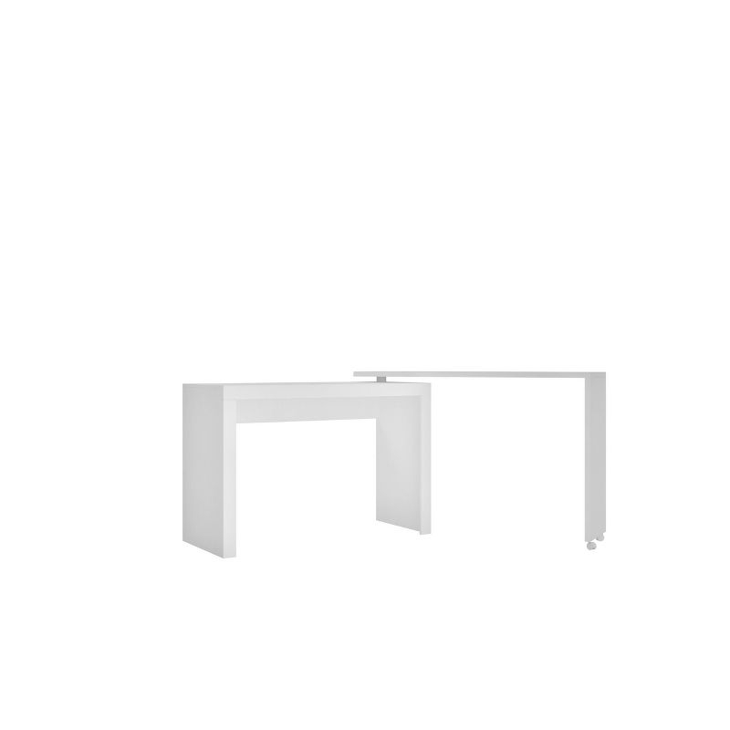 Calabria Nested Desk White - Manhattan Comfort: L-Shaped, Home Office, Kid's Room, MDP Material, No Storage
