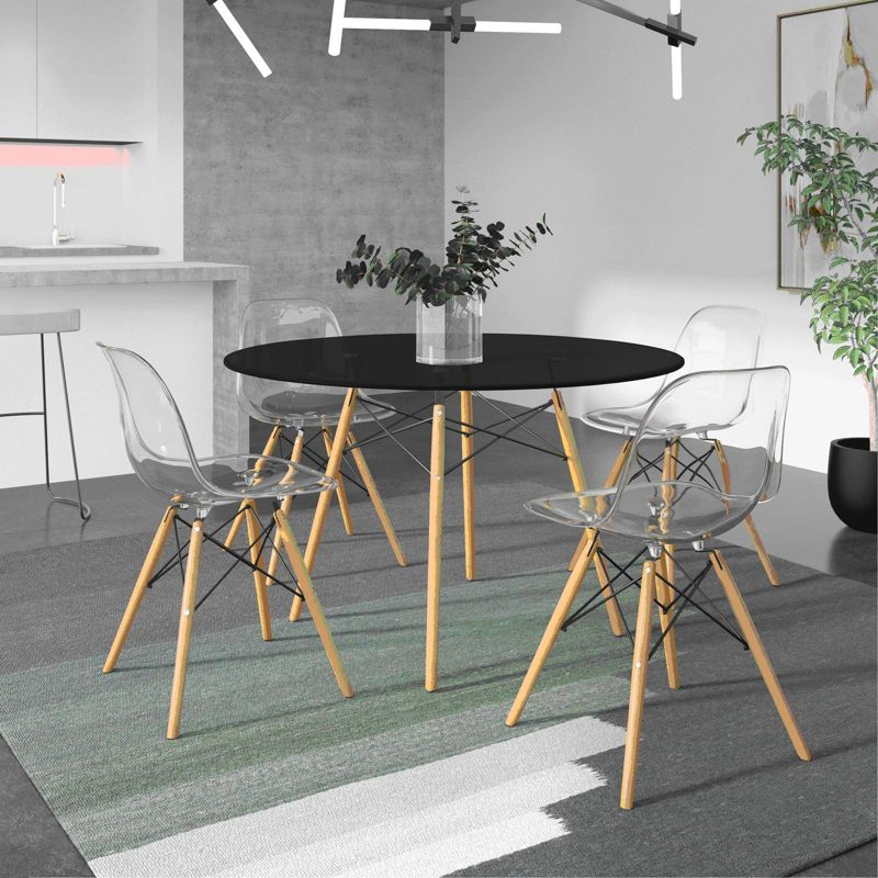 LeisureMod Dover Round Dining Table with Eiffel Base, Modern Design for Kitchens and Dining Rooms