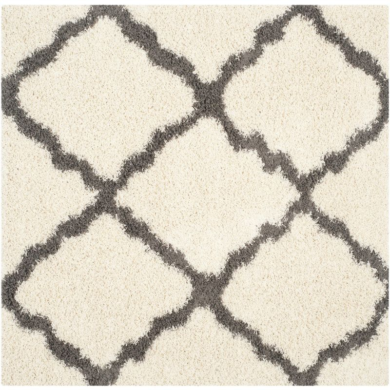 Dallas Shag SGD257 Power Loomed Area Rug - Ivory/Dark Grey - 4'x4' - Safavieh.