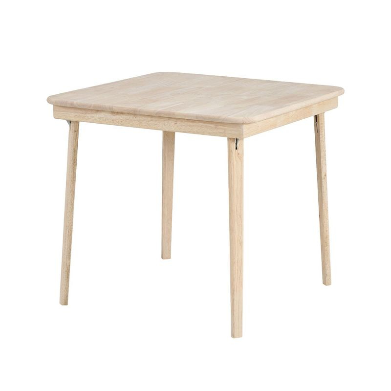Stakmore Straight Edge Solid Wood Folding Card Table, Folds to Deep 3.38 Inches for Easy Storage, 29.5″H x 32″W x 32″D, Unfinished