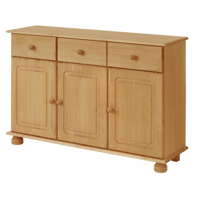 RealRooms Chester Sideboard with 3 Drawers and 2 Cabinets, Stained Brown