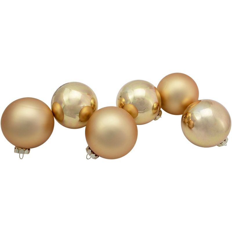 Northlight 6pc Shiny and Matte Glass Ball Christmas Ornament Set 3.25" - Champagne Gold