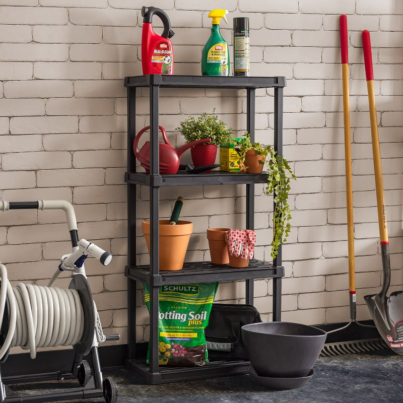 IRIS USA 4-Tier Shelving Unit, 48" Fixed Height, Medium Storage Organizer 24"W x 12"D x 48"H, Made with Recycled Materials, Black