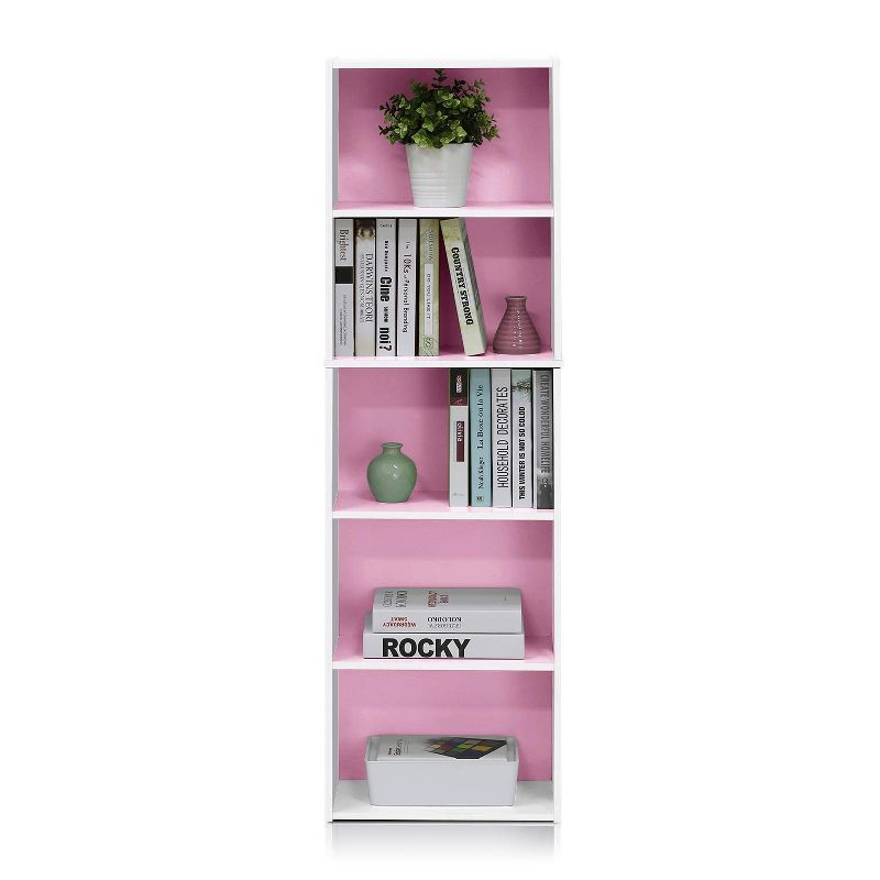 Furinno 5 Cube Reversible Storage Bookcase Open Shelf Organzier Horizontal Vertical,Pink