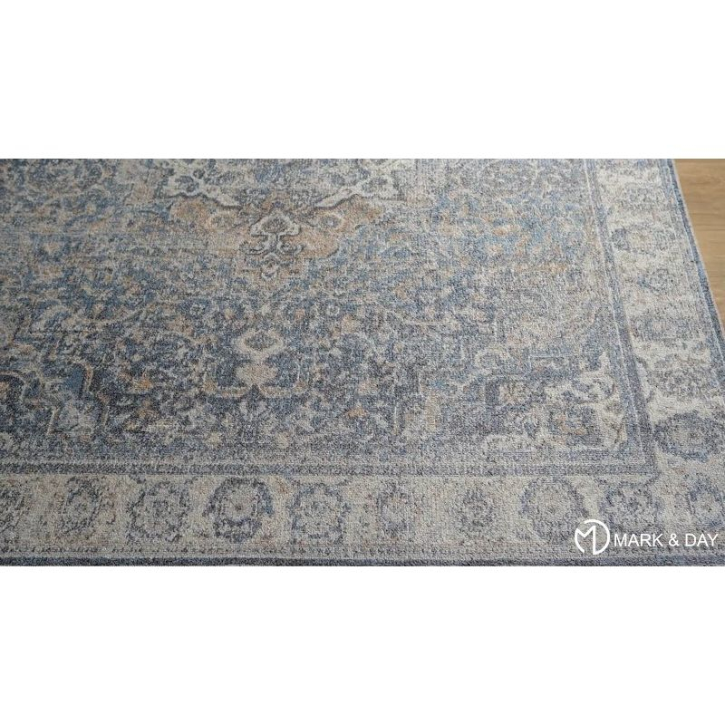 Mark & Day Elsmore 6'7"x9' Rectangle Washable Woven Indoor Area Rugs Navy Blue