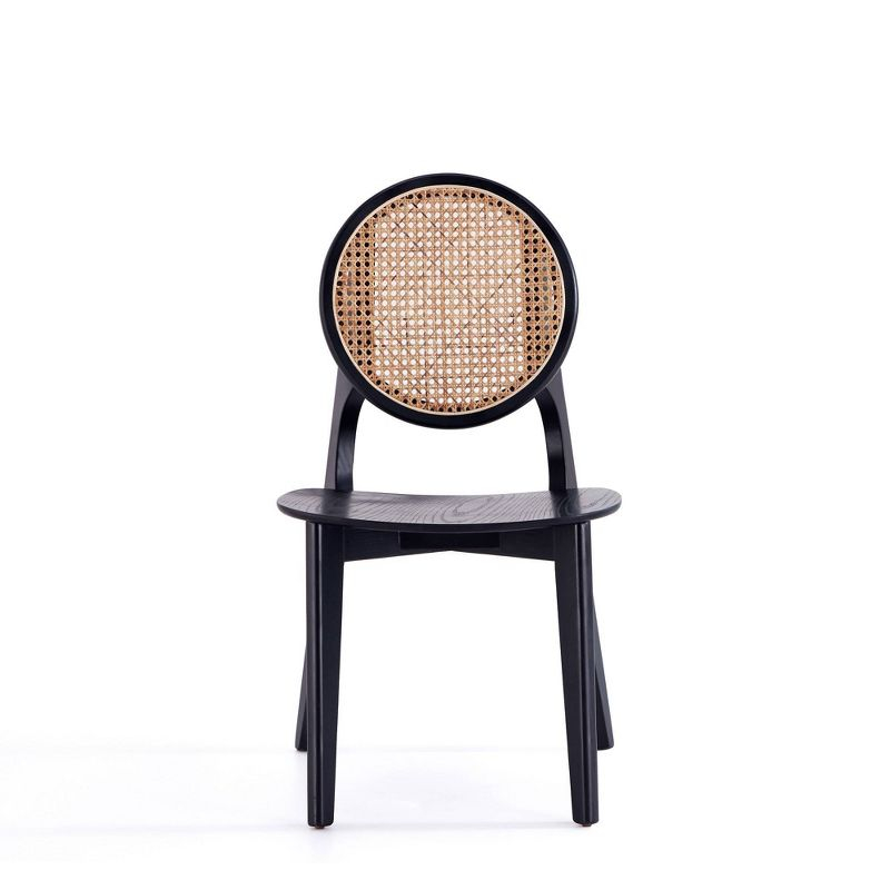 Set of 2 Versailles Round Dining Chairs Black/Natural - Manhattan Comfort: Mid-Century Modern, Ash Wood Frame, No Assembly Required