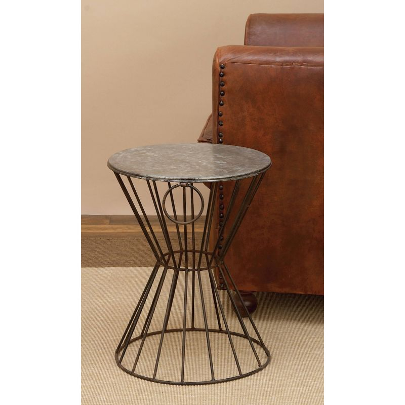 Metal Stool Patio Accent Table - Olivia & May: Round Iron Frame, No Assembly, Fade-Resistant