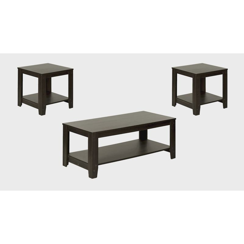 Monarch Specialties Table Set 3Pcs Set Coffee End Side Accent Living Room Laminate Brown Transitional