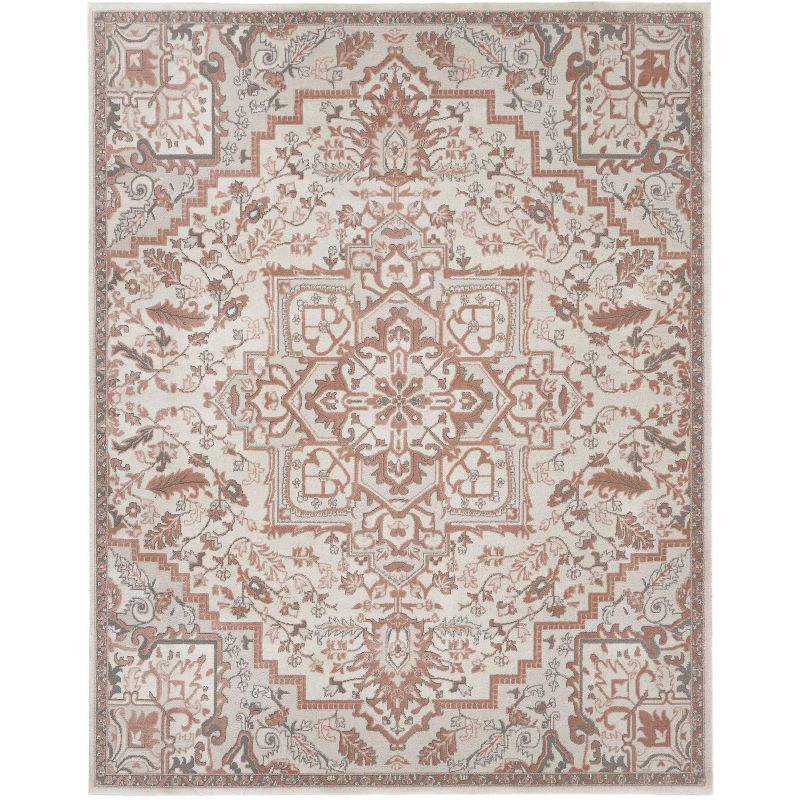 Nourison Elation Bohemian Medallion Indoor Rug Ivory Brick 7'10" x 9'10"