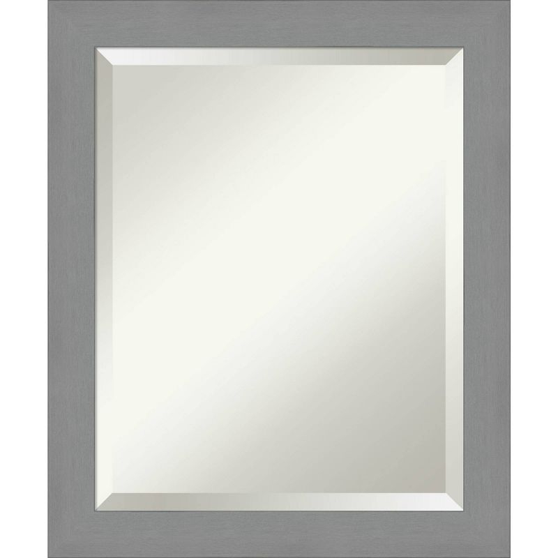 20" x 24" Brushed Nickel Framed Bathroom Vanity Wall Mirror - Amanti Art: Modern Rectangle, No Assembly Required