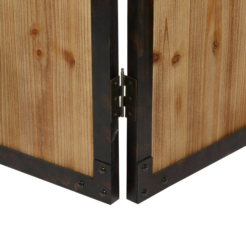 Farmhouse Carved Wood Panel Room Divider Screen Brown - Olivia & May: Indoor Privacy Partition