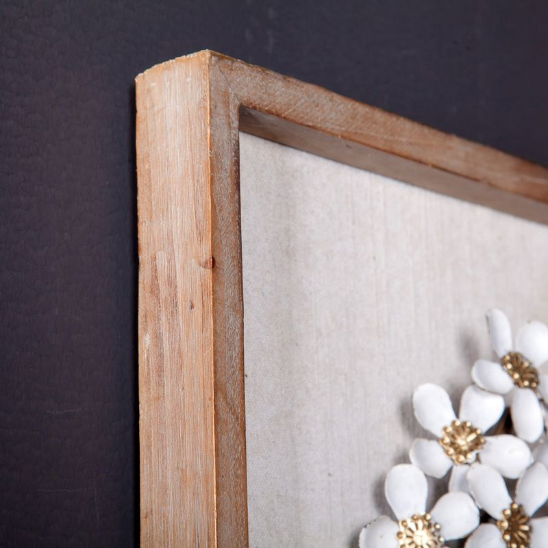 LuxenHome Set of 2 White and Gold Flower Bouquet Wall Decor Brown