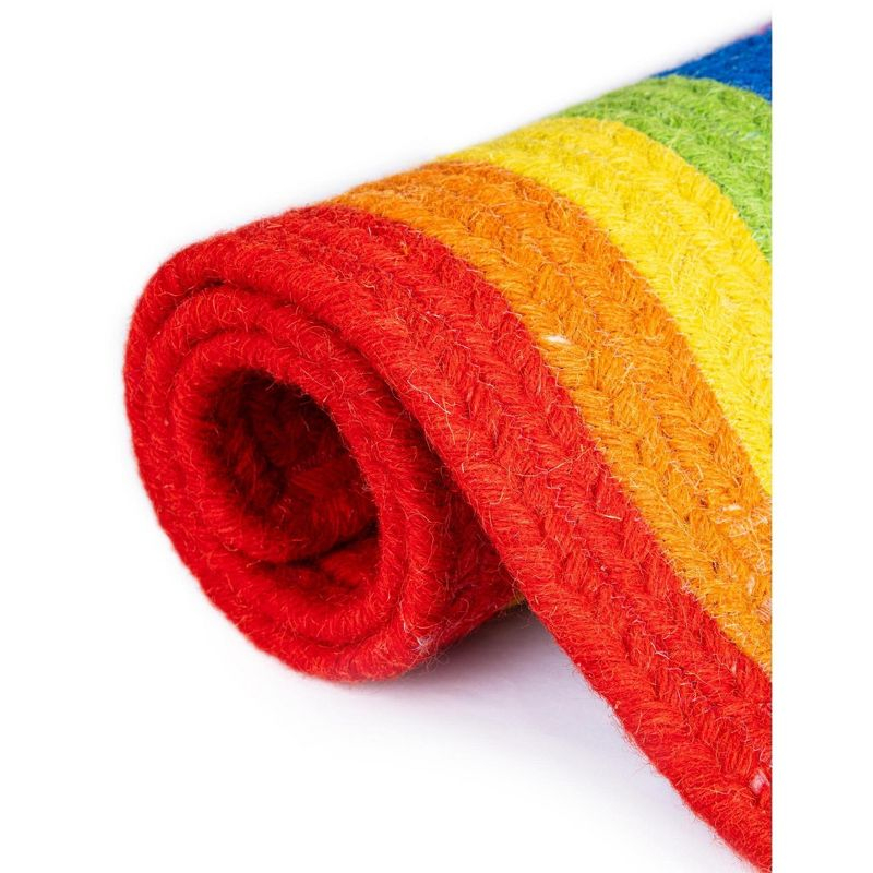 Unique Loom Hand Braided Rainbow Wool Collection Area Rug (3' 1" x 5' 1" Rectangle Multi/Blue)
