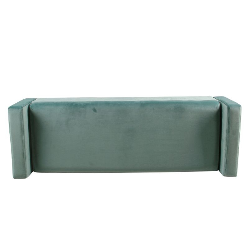HomePop Fulton Velvet Storage Bench Aqua Blue: Mid-Century, Hinged Lid, Upholstered, Plywood Frame