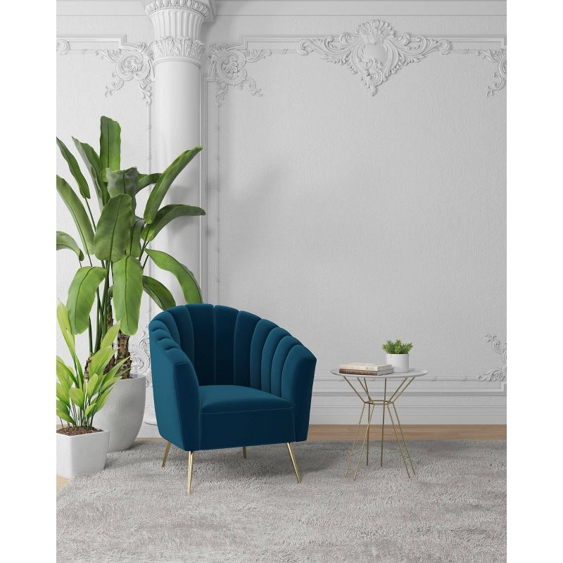 Manhattan Comfort Rosemont Velvet Accent Chair Blue: Upholstered, Semi-Gloss Finish, Wood Frame