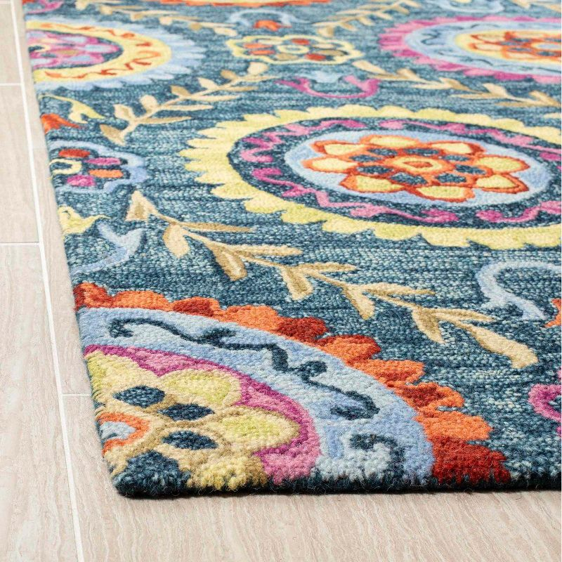 Suzani SZN374 Hand Hooked Indoor Area Rug - Blue/Multi - 8'x10' - Safavieh