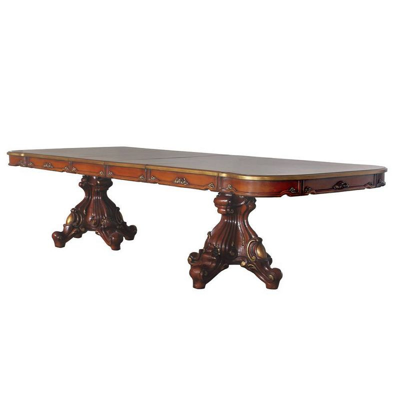 Acme Furniture Picardy 120" Dining Tables Honey Oak: Seats 8, Double Pedestal, Wood Frame