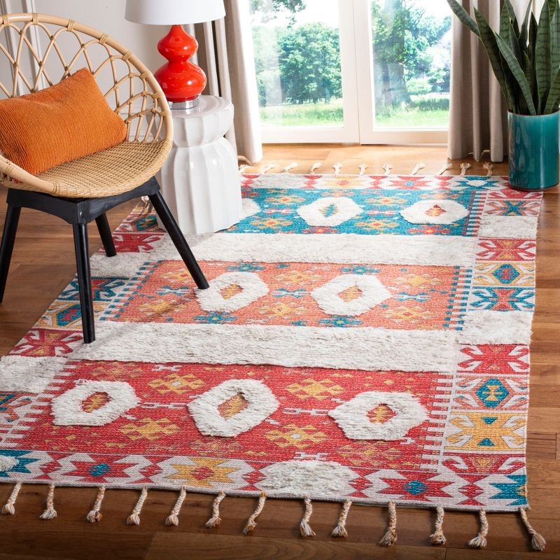 Saffron SFN105 Hand Loomed Indoor Area Rug - Rust/Beige - 5'x8' - Safavieh