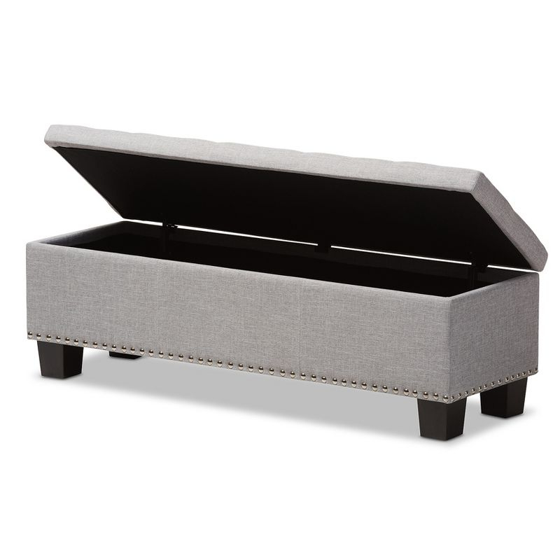 Hannah Modern and Contemporary Fabric Upholstered Button - Tufting Storage Ottoman Bench - Grayish Beige - Baxton Studio