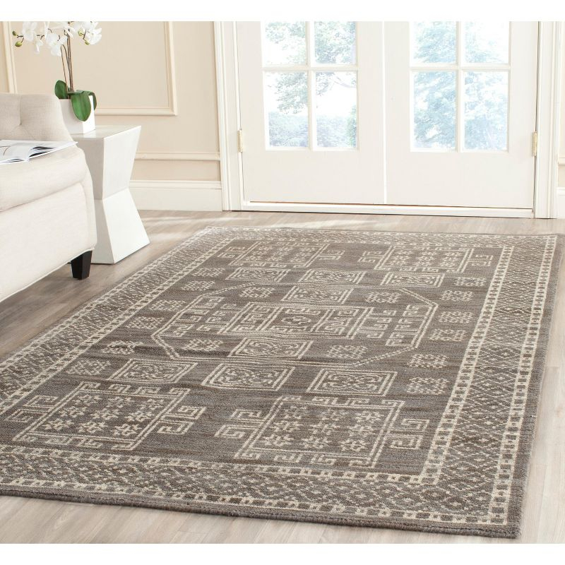 Kenya KNY635 Hand Knotted Area Rug - Grey - 7'x7' - Safavieh.