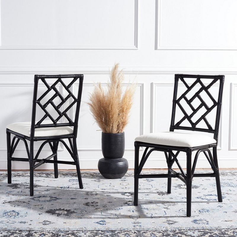 Bhumi Accent Chair W/ Cushion - ACH6509 - Set of 2 - White/Black - Safavieh