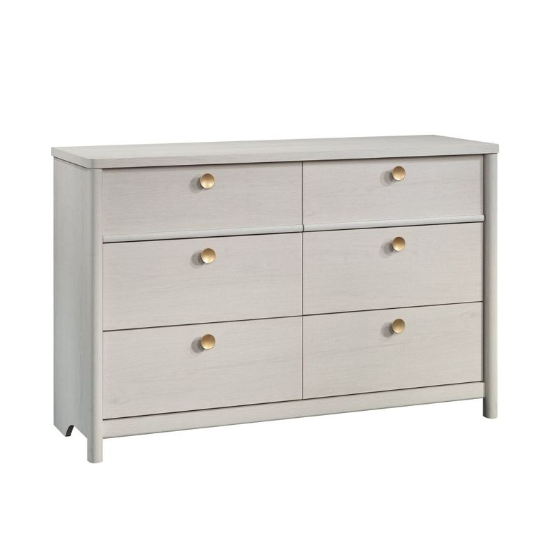 Dover Edge 6 Drawer Dresser Glacier Oak - Sauder: Vintage Style MDF Bedroom Storage with Metal Hardware