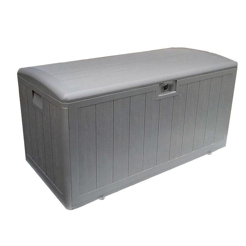 Plastic Development Group 73 Gallon Weather-Resistant Resin Outdoor Storage Deck Box with Slide and Snap Assembly, Driftwood