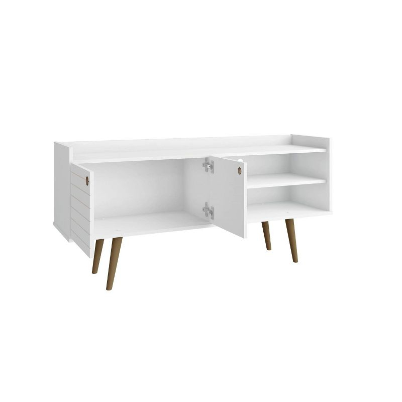 Bogart Mid Century Modern TV Stand for TVs up to 50'': Media Stand with Open Shelves & Cable Management - Manhattan Comfort