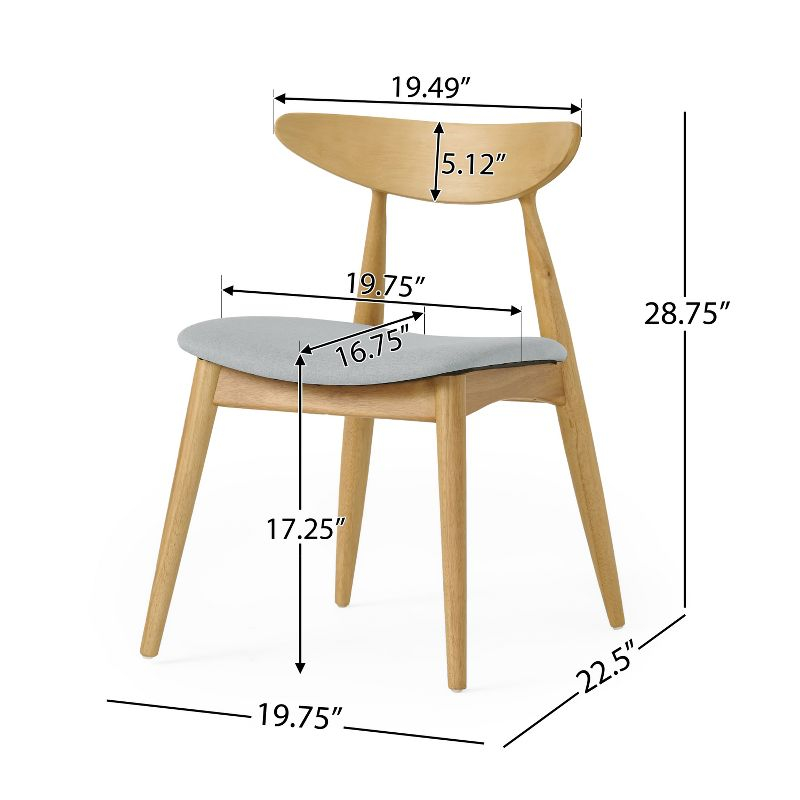 Christopher Knight Home Barron Mid Century Modern Rubberwood Fabric Upholstered Dining Chairs (Set of 2), Beige/Natural Oak