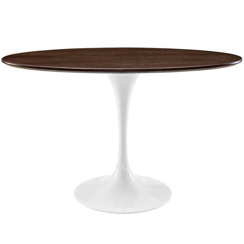 48" Lippa Oval Walnut Dining Table Walnut - Modway: Sleek Modern Pedestal, Seats 4
