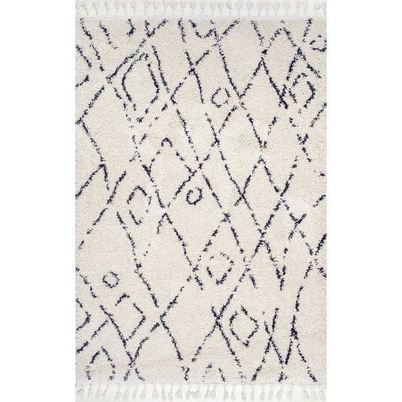 Nuloom Nieves Moroccan 5 Square Indoor Area Rug for Living Room Bedroom Dining Room, Off White/Dark Grey