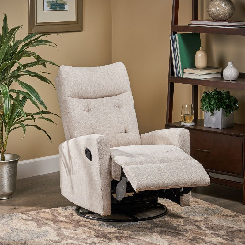 Christopher Knight Home Woodglen Contemporary Glider Swivel Recliner Beige: Upholstered Polyester, Wood Frame