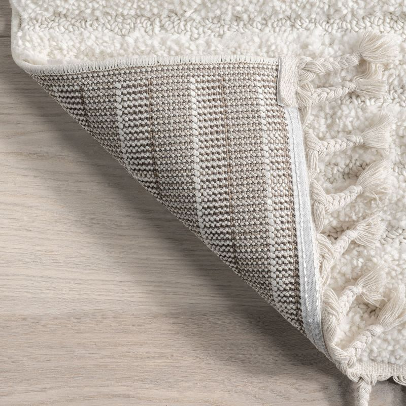 Nuloom Risette Geometric Shag Tassel Indoor Area Rug, Square 6' x 6', Ivory