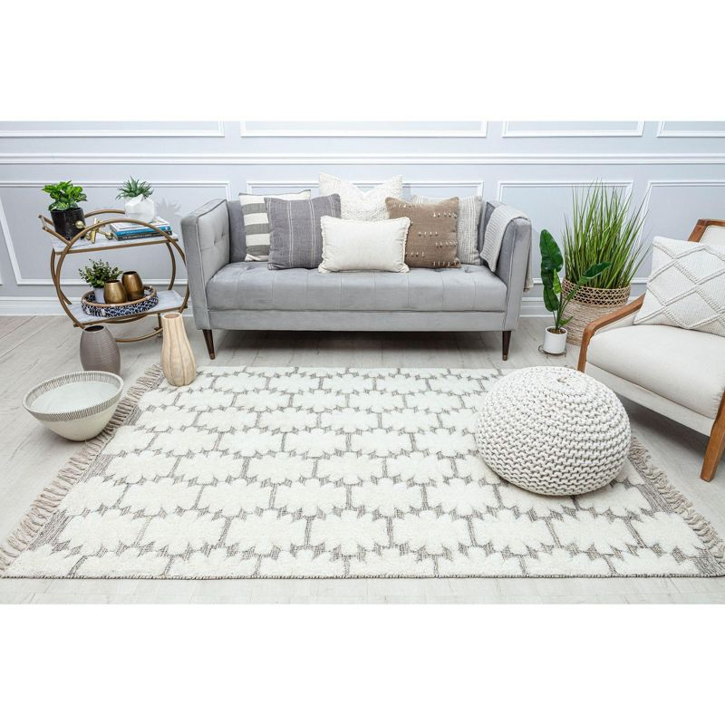 Rugs America Carter CR10A Bohemian Textured/Trellis Area Rug for Dining Room Rug Neutral Rug Living Room Rug Kitchen, 8'x10'