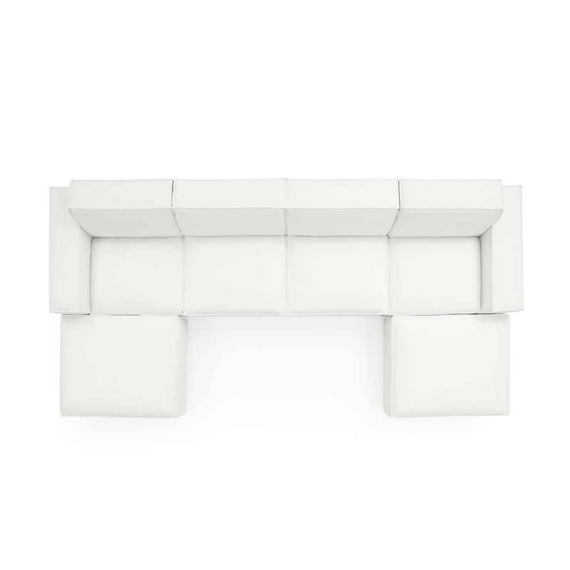 6pc Restore U-Shaped Sectional Sofa White - Modway: Polyester Upholstery, No Assembly, Modern Decor