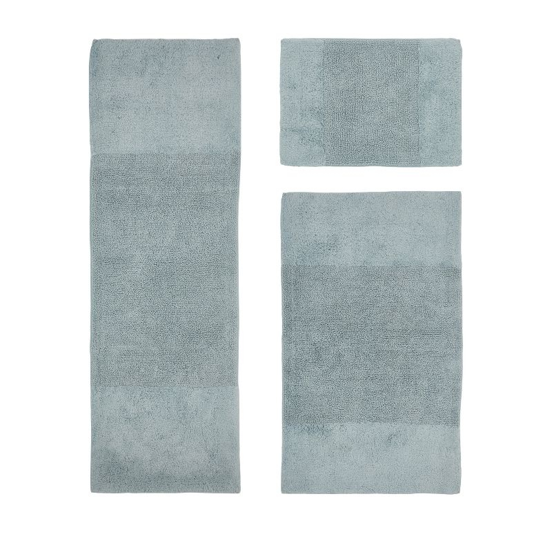 Better Trends Granada 100% Cotton Tufted Non-Slip Backing Bath Rug Set 3 PC (17" x 24" | 24" x 40" | 20" x 20") - Blue