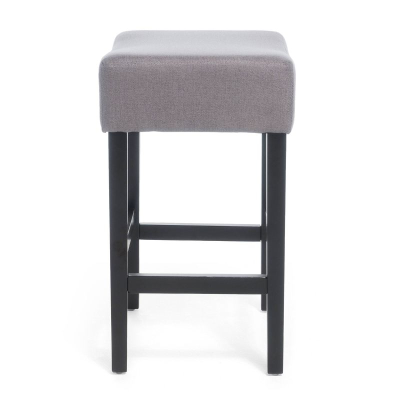 Set of 2 26" Lopez Backless Counter Height Barstools Polyester Upholstery, Rubberwood Legs - Christopher Knight Home