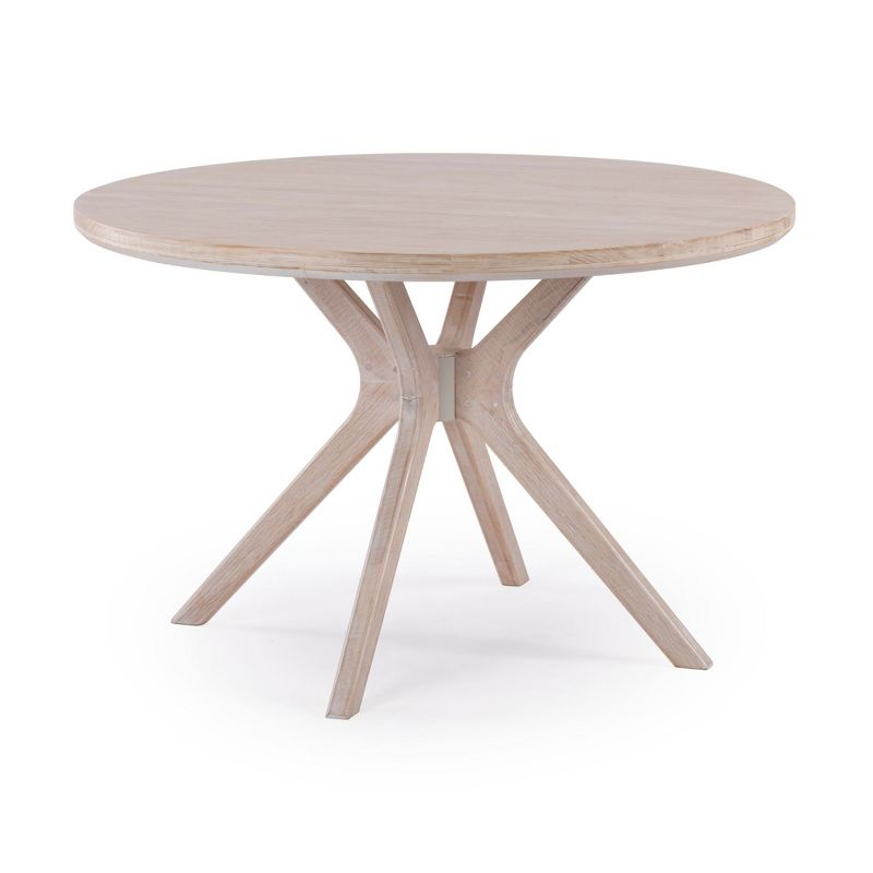 Plank+Beam Verso Round Dining Table, 47" Solid Wood Kitchen & Dining Room Table, White Sand