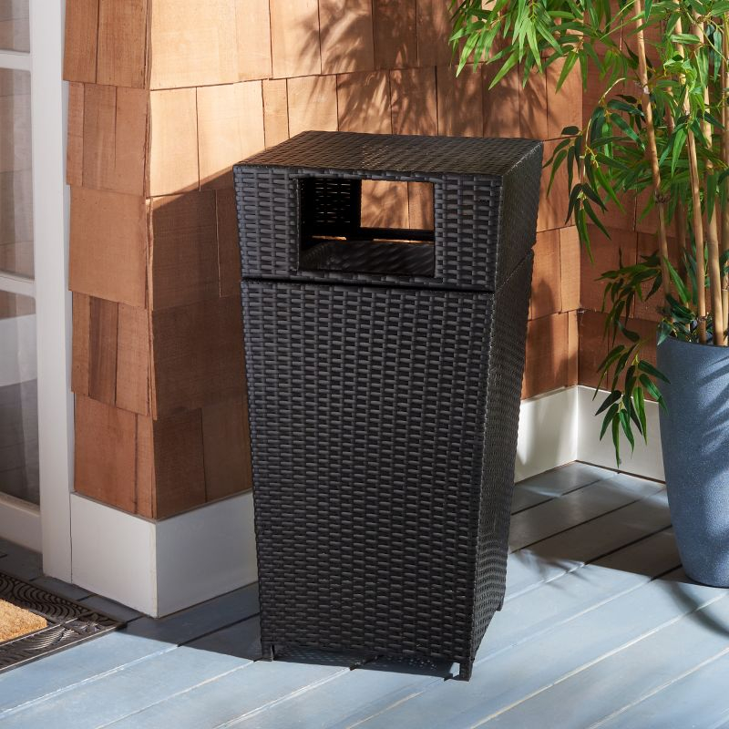 Mazeli Outdoor Trash Can - Black - Safavieh