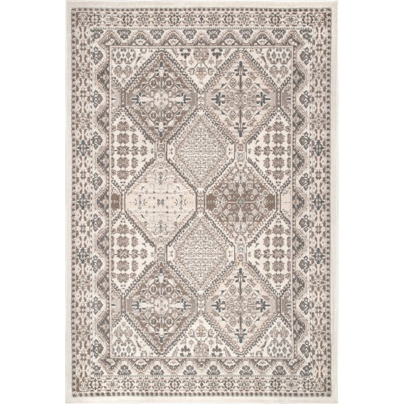 Nuloom 5x8 Becca  Tiled Indoor Area Rug, Beige, Faded Transitional Design, Stain Resistant, BedroomLiving Room, Kitchen,