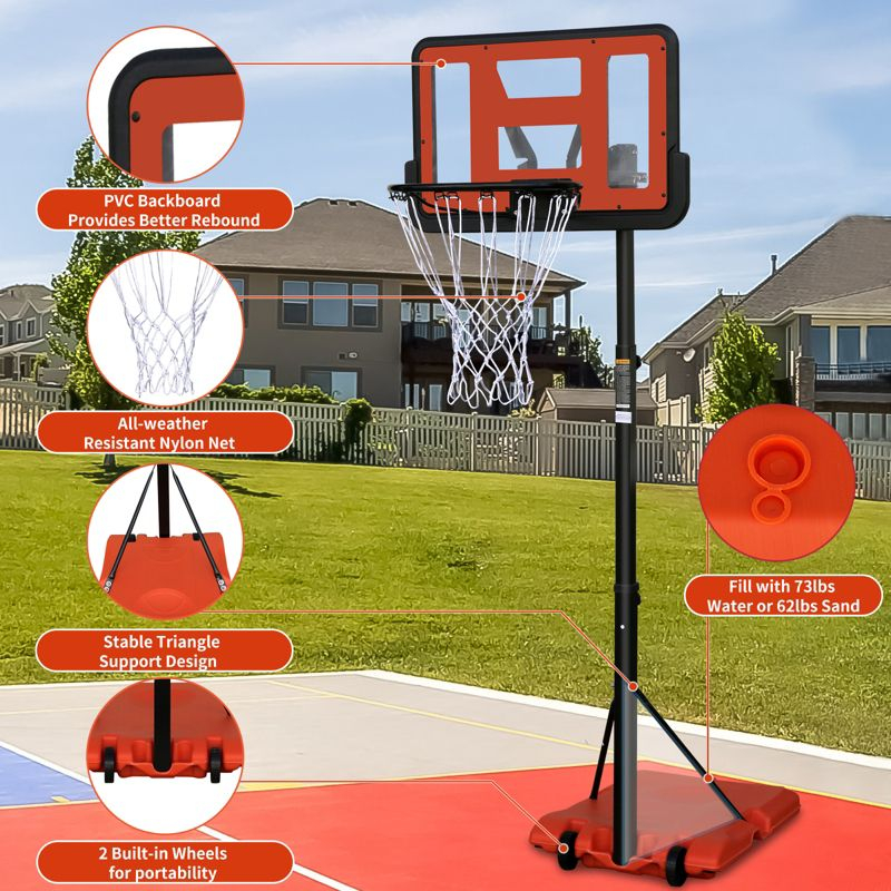 Kids Basketball Hoop Outdoor 4.8-7.7ft Adjustable, Portable Basketball Hoops & Goals for Kids/Teenagers/Youth in Backyard/Driveway/Indoor