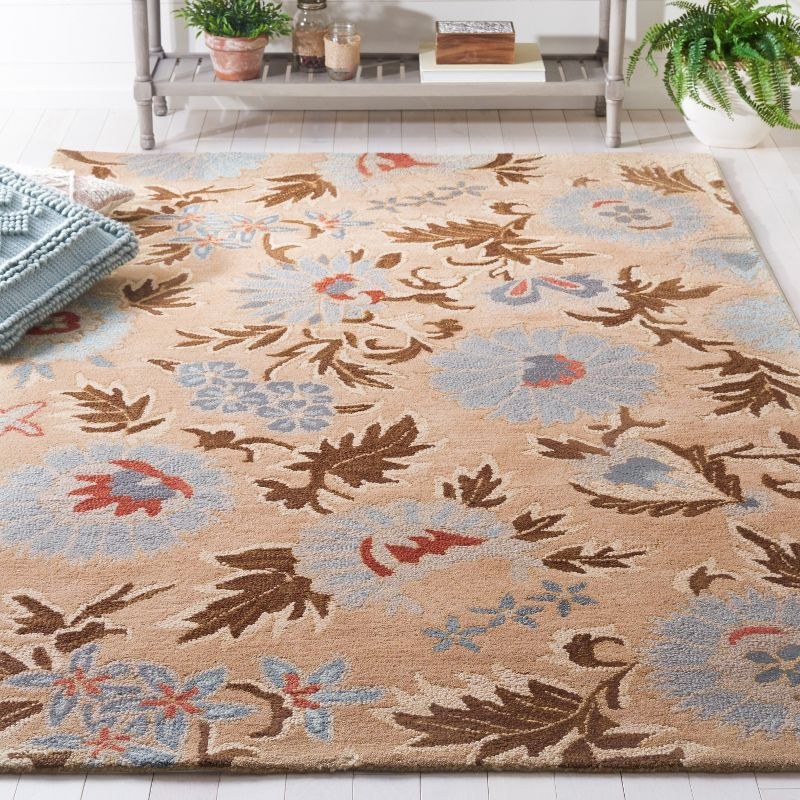 Blossom BLM912 Hand Hooked Area Rug - Beige/Multi - 4'x6' - Safavieh.