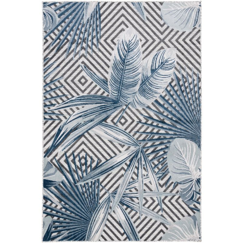 Cabana CBN447 Loomed Indoor/Outdoor Area Rug - Ivory/Navy - 5'1"x7'6" - Safavieh