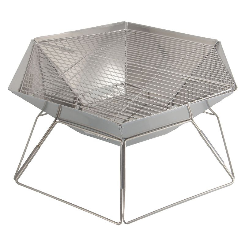 Brentwood 20-In. Stainless Steel Portable Folding Charcoal BBQ Grill and Outdoor Fire Pit with Carry Bag, BB-6X20SS in Silver