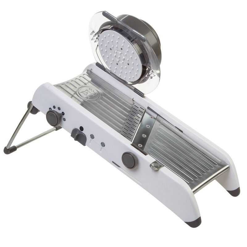 PL8 Professional Mandoline White: Dishwasher-Safe Kitchen Slicer, Stainless Steel Blade, 13.88" Width
