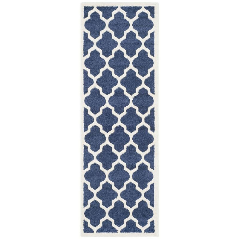 Amherst AMT420 Power Loomed Indoor Runner Rug - Navy/Beige - 2'3"x11' - Safavieh