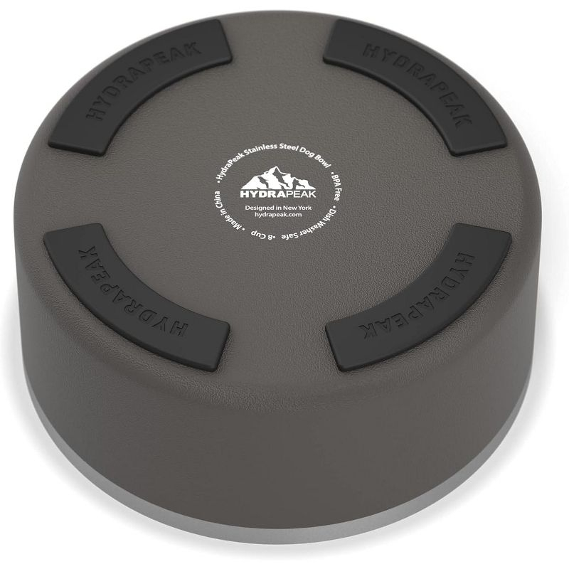 Hydrapeak Non Slip Stainless Steel Dog Bowl 8 Cup Graphite