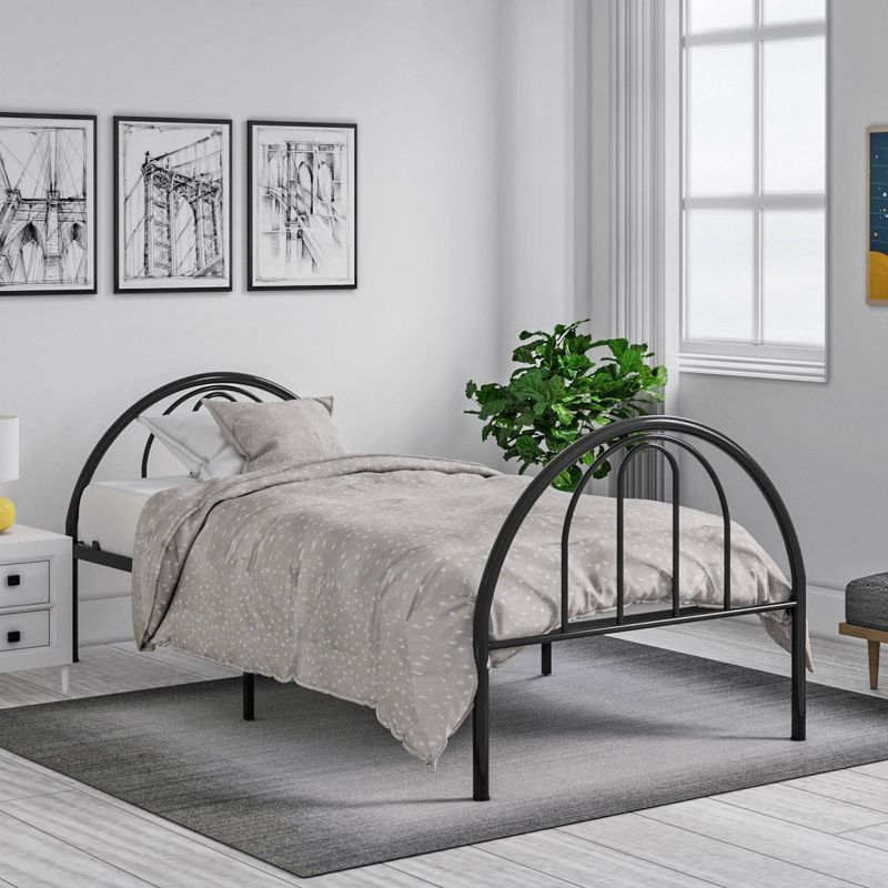 Twin Brooklyn Metal Kids' Bed Black - BK Furniture: Kids Twin Bed Frame, Reinforced Center Support, ASTM Certified