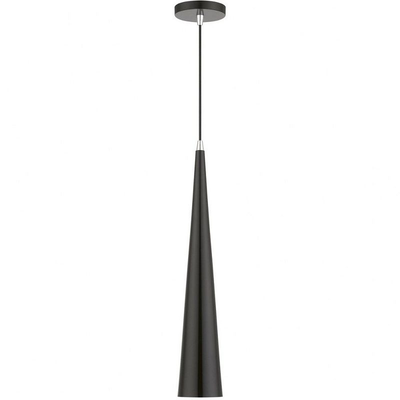 Livex Lighting Andes 1 - Light Pendant in  Shiny Black/Polished Chrome